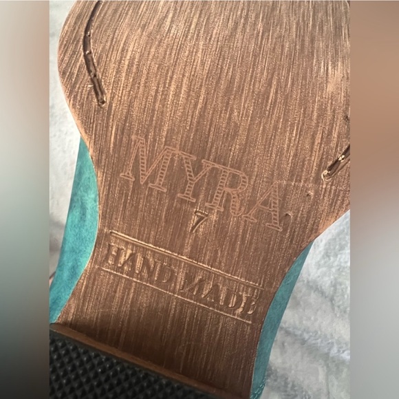 Myra Bag Teal and Gold Ankle Boots - Picture 3 of 4